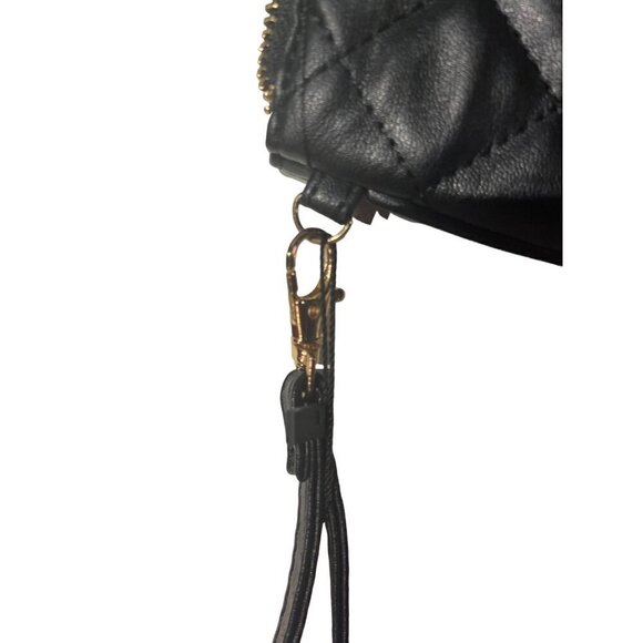 nwt black diMOND PATTERN CLUTCH PURSE WITH STRAP INSIDE POCKETS - Picture 7 of 8